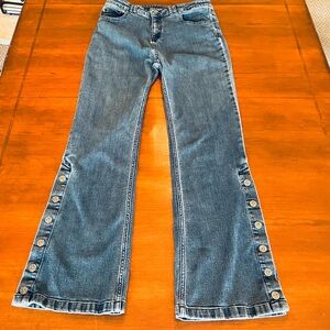 Anne Fotaine Nabi side snap bell bottom flare jeans  Y2K sz 42 US 10